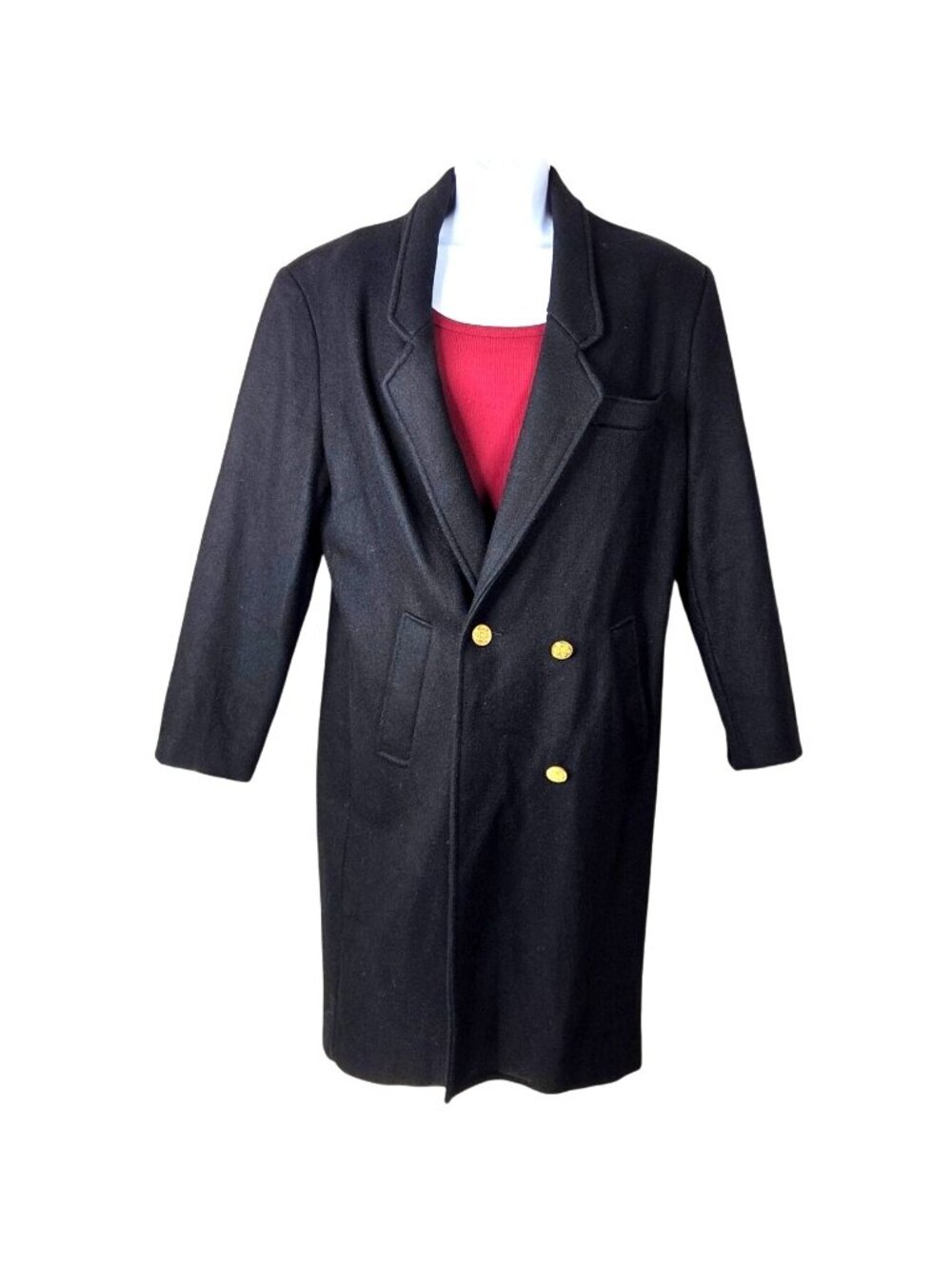 David Benjamin Collection Charcoal Vintage 80s Wool Double Breasted Long Coat 8